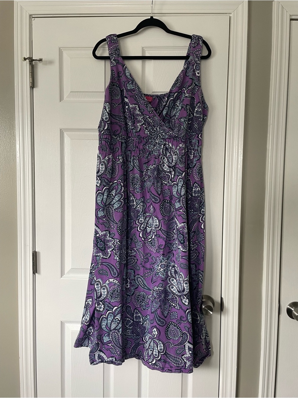 Woman Within Purple Paisley V-Neck Midi Dress